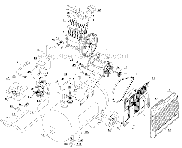 Page B Diagram and Parts List for 919-19541 Type 2 Black and Decker Compressor